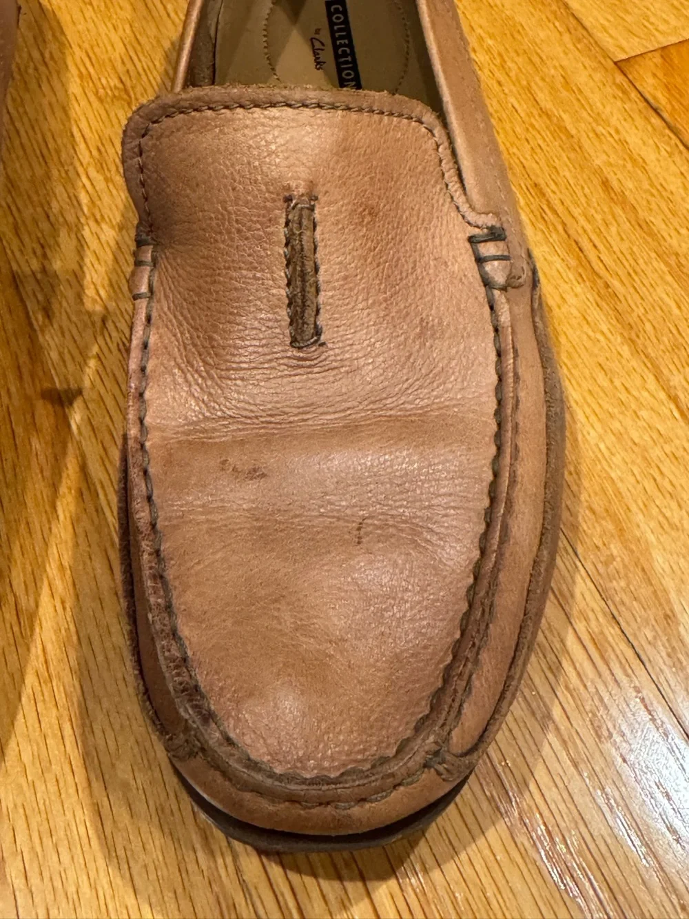 Clarkes Men’s Brown/Tan Leather Slip-On Loafers Mocs Driver Style 9.5M